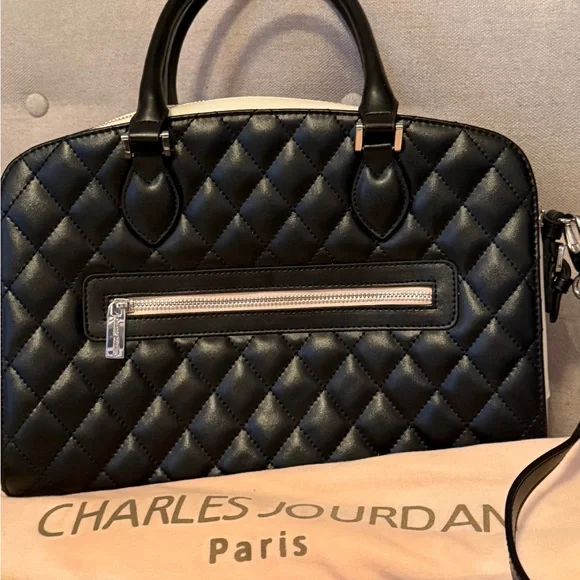 Charles Jourdan Paris Quilted Leather Two-Tone Satchel – NWOT w/ Dust Bag - Picture 9 of 14